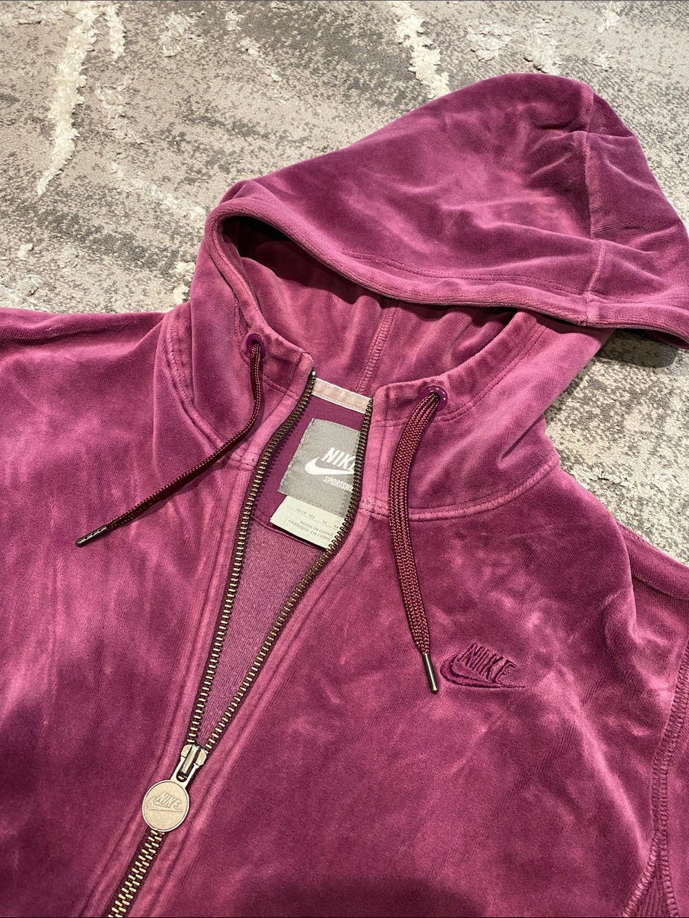Nike Velvet Zip Hoodie in Plum